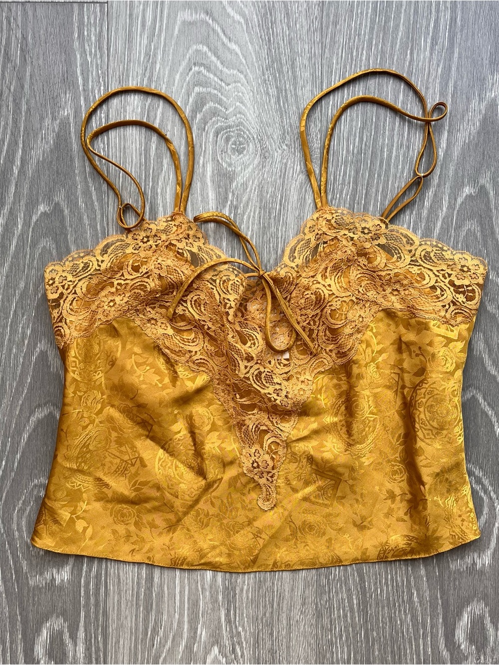 Y2K Victoria's Secret Gold Lace-Trim Satin Cami